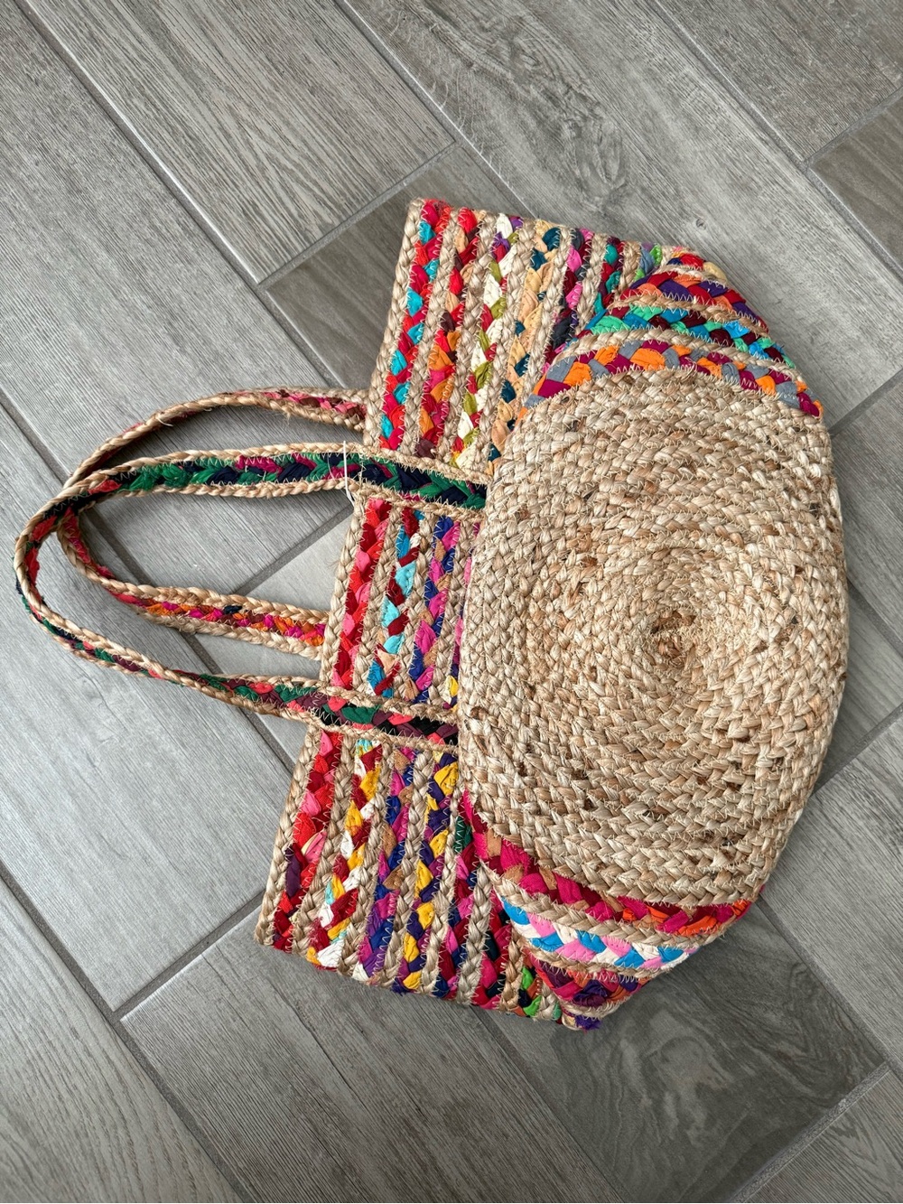 Shiraleah Colorful Striped Braided Jute Raffia Summer Vacation Tote NWT - Picture 7 of 7